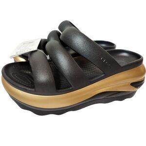 Crocs Mega Crush Triple Strap Platform Sandals Women’s 8 Black Metallic NWT